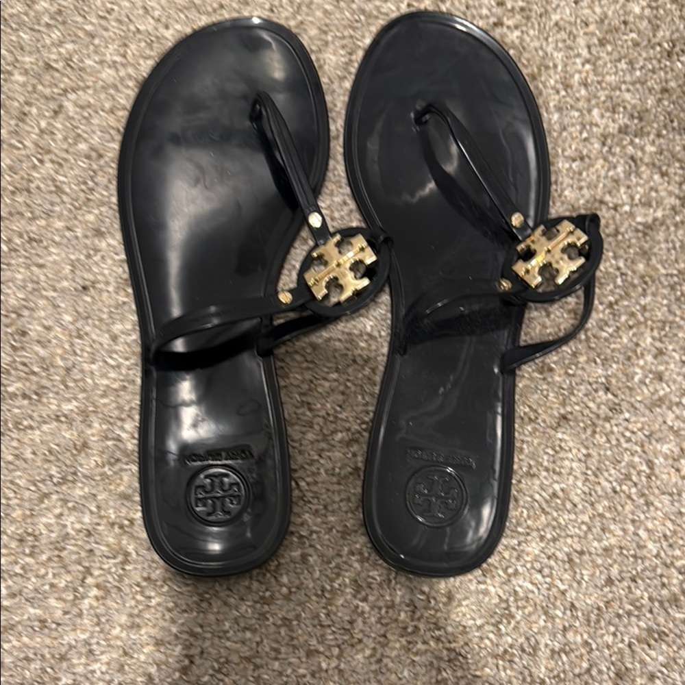 Tory Burch Black and Gold Women's Sandals